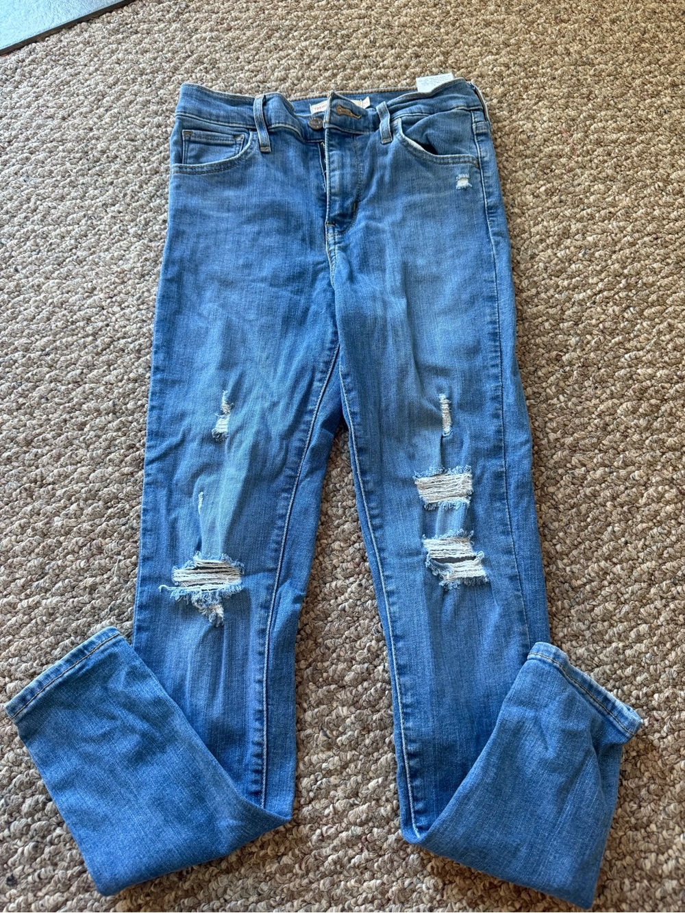 Levi's Blue Distressed Skinny Jeans for Women